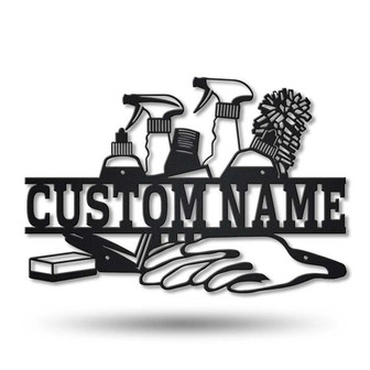 Personalized Cleaning Service Metal Sign Art | Custom Cleaning Service Monogram Metal Sign | Cleaning Gifts | Job Gift | Decor Decoration - Thegiftio UK