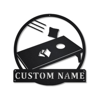 Personalized Cornhole Monogram Metal Sign Art , Custom Cornhole Metal Sign, Cornhole Lover Sign Decoration For Living Room - Thegiftio UK