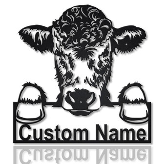 Personalized Cow Farm Monogram Metal Sign Art Custom Cow Farm Metal Sign Cardinals Birds Lover Farm Decoration For Living Room - Thegiftio UK