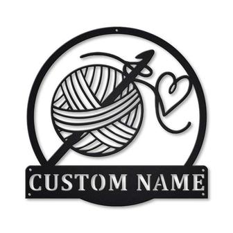 Personalized Crochet Metal Sign Art | Custom Crochet Monogram Metal Sign | Hobbie Gift | Crochet Gift - Thegiftio UK