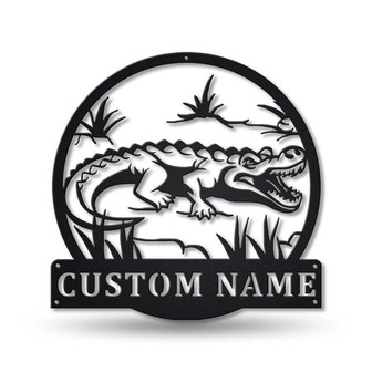 Personalized Crocodile Metal Sign Art | Custom Crocodile Metal Sign | Animal Funny | Father's Day Gift | Pets Gift | Birthday Gift - Thegiftio UK