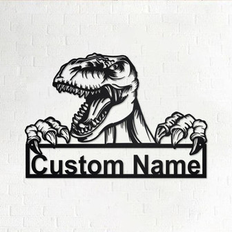 Personalized Dinosaur Metal Sign | Dinosaur Metal Wall Art | Dinosaur Metal Wall Decor | Tyrannosaurus Metal Sign | Dinosaur Lover Gift - Thegiftio UK