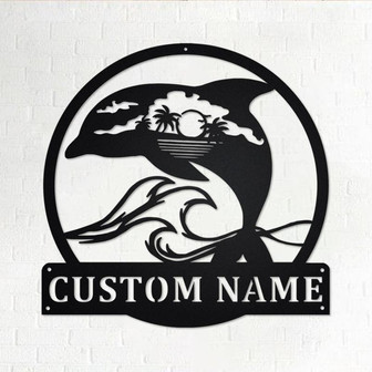 Personalized Dolphin Metal Sign | Dolphin Metal Wall Art | Dolphin Metal wall Decor | Dolphin Lover Gift | Custom Beach Theme Dolphin - Thegiftio UK