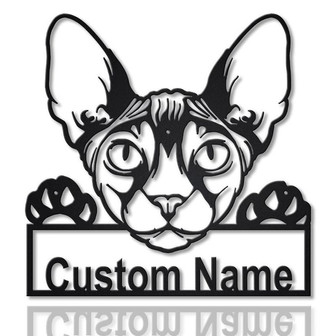 Personalized Donskoy Cat Metal Sign Art | Custom Donskoy Cat Metal Sign | Father's Day Gift | Pets Gift | Birthday Gift - Thegiftio UK