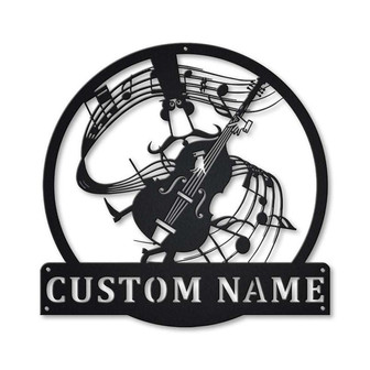 Personalized Double Bass Monogram Metal Sign Art | Custom Double Bass Monogram Metal Sign | Double Bass Gifts for Men | Musical Instrument - Thegiftio UK