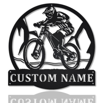 Personalized Downhill Mountain Biking Monogram Metal Sign Art , Custom Mountain Biking Metal Sign, Lover Sign Decoration For Living Room - Thegiftio UK