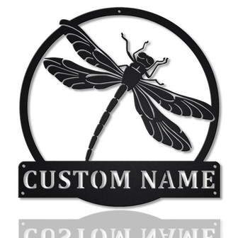 Personalized Dragonfly Monogram Metal Sign Art | Metal Wall Art Custom | Dragonfly Metal Sign | Housewarming Outdoor Metal Sign - Thegiftio UK