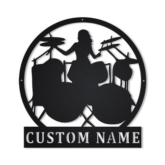 Personalized Drummer Female Metal Sign Art | Custom Drummer Female Metal Sign | Drummer Gifts for Men | Drummer Female Gift | Music Gift - Thegiftio