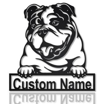 Personalized English Bulldog Metal Sign Art v2 | Custom English Bulldog Metal Sign | Father&#39;s Day Gift | Pets Gift | Birthday Gift - Thegiftio UK