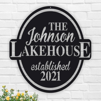 Personalized Family Lake House with Established Date Metal Sign,Lake House Sign, Lake House Sign, Metal Lake House Sign, Lakehouse decor - Thegiftio UK