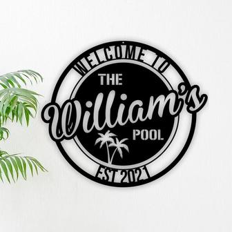 Personalized Family Pool Sign, Swimming Pool Metal Sign, Tiki Bar, Pool Metal Sign, Pool Oasis Personalized Sign for Pool, Patio Decor, - Thegiftio