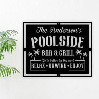 Personalized Family Pool Sign, Swimming Pool Metal Sign, Tiki Bar, Pool Metal Sign, Pool Oasis Personalized Sign for Pool, Patio Decor, - Thegiftio UK