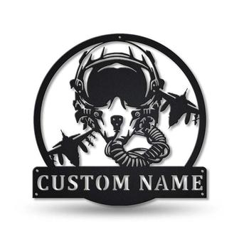 Personalized Fighter Pilot Metal Sign Art | Custom Fighter Pilot Monogram Metal Sign | Fighter Pilot Gifts | Job Gift | Decor Decoration - Thegiftio UK