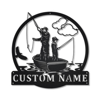 Personalized Fishing Father And Son Monogram Metal Sign Art | Custom Fishing Father & Son Metal Sign | Fishing Gifts For Me | Birthday Gift - Thegiftio
