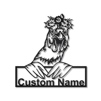 Personalized Floral Chicken Metal Sign Art | Custom Floral Chicken Metal Sign | Animal Funny | Pets Gift | Birthday Gift - Thegiftio UK
