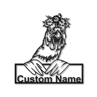 Personalized Floral Chicken Metal Sign Art | Custom Floral Chicken Metal Sign | Animal Funny | Pets Gift | Birthday Gift - Thegiftio