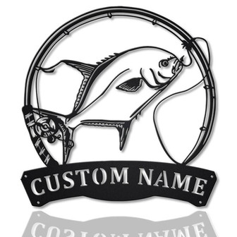 Personalized Florida Pompano Fishing Monogram Metal Sign Art Custom Florida Pompano Metal Sign Fishing Lover Sign Decoration For Living Room - Thegiftio UK