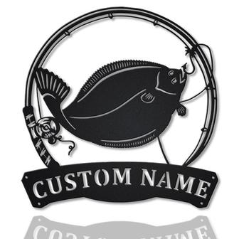 Personalized Flounder Fishing Fish Pole Metal Sign Art | Custom Flounder Fishing Metal Sign | Fishing Gift | Decor Decoration |Birthday Gift - Thegiftio UK