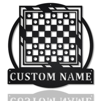 Personalized Game Checkers Monogram Metal Sign Art , Custom Game Checkers Metal Sign, Game Lover Sign Decoration For Living Room - Thegiftio