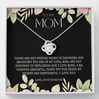 Personalized Gift To My Mom Necklace, Birthday Valentines Gift, To My Mother, Silver Jewelry For Women, Love Knot Necklace With Message Card - Thegiftio