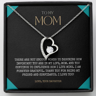Personalized Gift To My Mom Necklace, Birthday Valentines Gift, To My Mother, Silver Jewelry For Women, Love Knot Necklace With Message Card - Thegiftio