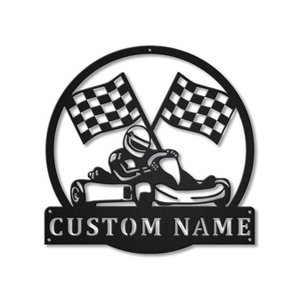 Personalized Go Kart Racing Monogram Metal Sign Art | Custom Go Kart Racing Metal Sign | Hobbie Gifts | Sport Gift | Birthday Gift - Thegiftio UK