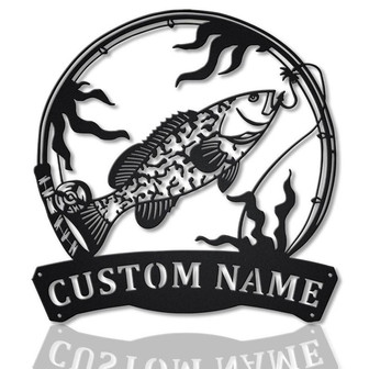 Personalized Grouper Fishing Fish Pole Metal Sign Art | Custom Grouper Fishing Metal Sign | Grouper Fishing Gifts for Men | Fishing Gift - Thegiftio UK
