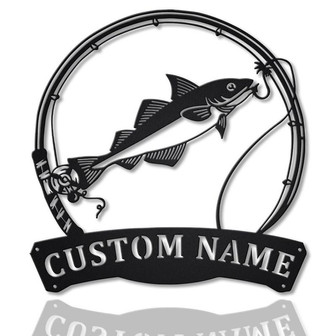 Personalized Haddock Fishing Fish Pole Metal Sign Art | Custom Haddock Fishing Monogram Metal Sign | Fishing Gifts | Hobbie Gift - Thegiftio UK