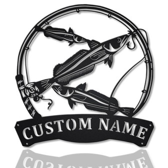 Personalized Haike Fishing Fish Pole Monogram Metal Sign Art , Haike Fishing Fish Metal Sign , Fishing Lover Sign Decoration For Living Room - Thegiftio UK