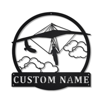 Personalized Hang Gliding Sport Monogram Metal Sign Art | Custom Hang Gliding Sport Metal Sign | Hobbie Gifts | Sport Gift | Birthday Gift - Thegiftio UK