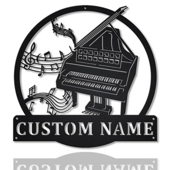 Personalized Harpsichord Monogram Metal Sign Art | Custom Harpsichord Monogram Metal Sign | Musical Instrument Gift | Harpsichord Gift - Thegiftio UK