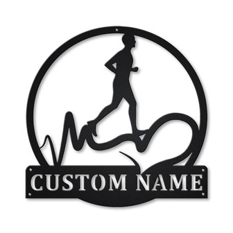 Personalized Heartbeat Love Running Monogram Metal Sign Art | Custom Running Sport Metal Sign | Hobbie Gifts | Sport Gift | Birthday Gift - Thegiftio