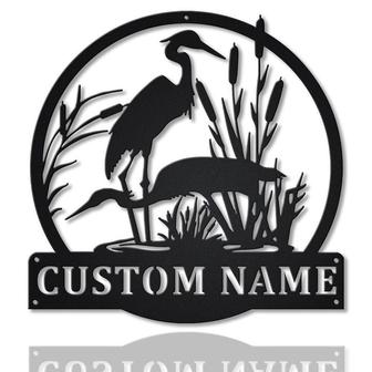 Personalized Herons Bird Monogram Metal Sign Art | Custom Herons Bird Metal Sign | Herons Bird Lover Sign Decoration For Living Room - Thegiftio UK