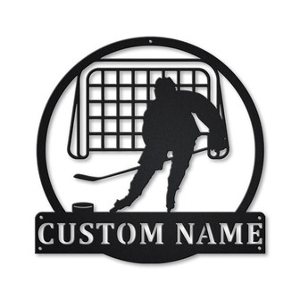 Personalized Hockey Name Monogram Metal Sign Art ,Custom Hockey Name Metal Sign, Hockey Name Lover Sign Decoration For Living Room - Thegiftio UK