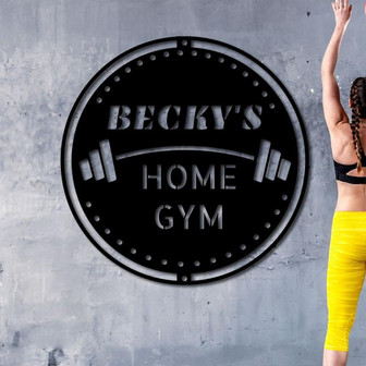Personalized Home Gym Barbell Metal Sign, Custom Metal Gym Sign, Metal Gym Sign, Home Gym Sign, Barbell Metal Sign, Gym Barbell Sign, Gym - Thegiftio UK