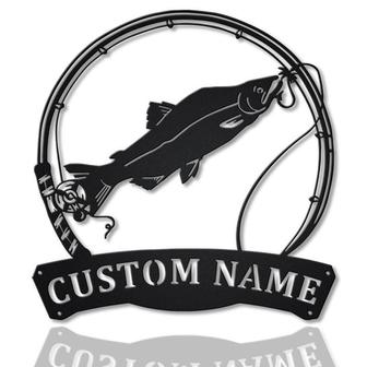 Personalized Humpies Salmon Fishing Fish Pole Metal Sign Art | Custom Salmon Fishing Metal Sign | Fishing Gift | Decor Decoration - Thegiftio UK