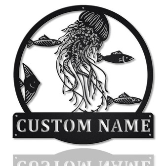 Personalized Jellyfish MonogramMetal Sign Art | Custom Jellyfish Monogram Metal Sign | Jellyfish Gifts | Decor Decoration - Thegiftio UK