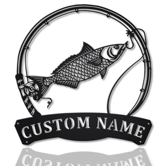 Personalized Kahawai Fishing Fish Pole Monogram Metal Sign Art Kahawai Fishing Fish Metal Sign Fishing Lover Sign Decoration For Living Room - Thegiftio UK