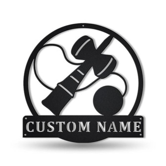 Personalized Kendama Monogram Metal Sign Art , Custom Kendama Metal Sign, Kendama Lover Sign Decoration For Living Room - Thegiftio UK
