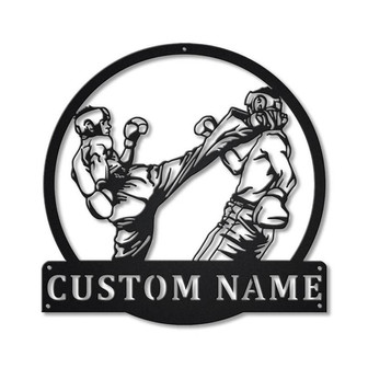 Personalized Kickboxing Sport Monogram Metal Sign Art | Custom Kickboxing Sport Metal Sign | Hobbie Gifts | Sport Gift | Birthday Gift - Thegiftio UK
