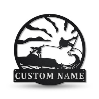 Personalized Kneeboarding Monogram Metal Sign Art ,Custom Kneeboarding Metal Sign, Kneeboarding Lover Sign Decoration For Living Room - Thegiftio UK