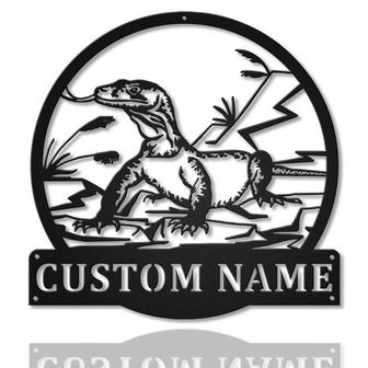Personalized Komodo Dragon Monogram Metal Sign Art | Custom Komodo Dragon Metal Sign | Animal Funny | Father&#39;s Day Gift | Birthday Gift - Thegiftio UK
