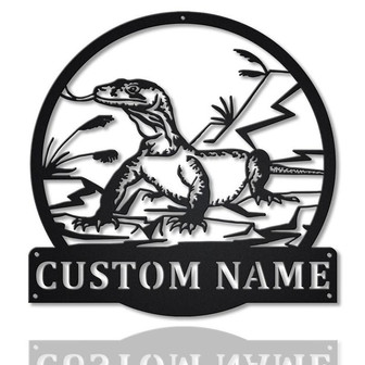 Personalized Komodo Dragon Monogram Metal Sign Art | Custom Komodo Dragon Metal Sign | Animal Funny | Father's Day Gift | Birthday Gift - Thegiftio UK