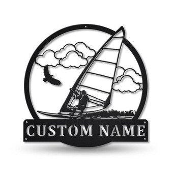 Personalized Land Windsurfing Monogram Metal Sign Art | Land Windsurfing Metal Sign | Housewarming Outdoor Metal | Sport Gift - Thegiftio UK