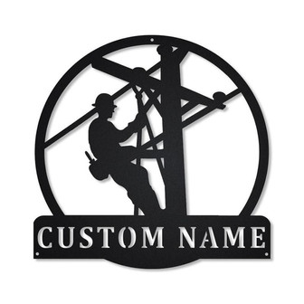 Personalized Lineman Monogram Metal Sign Art | Custom Lineman Monogram Metal Sign | Lineman Gifts | Job Gift | Birthday Gift - Thegiftio UK