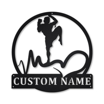 Personalized Love Muay Thai Monogram Metal Sign Art | Custom Love Muay Thai Sport Metal Sign | Hobbie Gifts | Sport Gift | Birthday Gift - Thegiftio UK