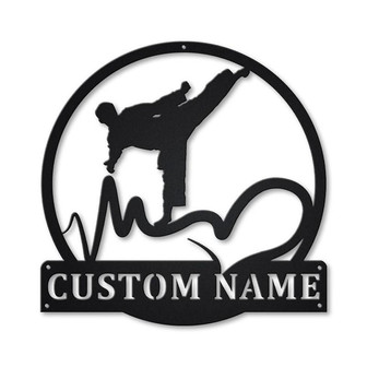 Personalized Love Taekwondo Monogram Metal Sign Art | Custom Love Taekwondo Sport Metal Sign | Hobbie Gifts | Sport Gift | Birthday Gift - Thegiftio UK