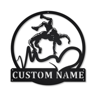 Personalized Love Wrestling Monogram Metal Sign Art | Custom Love Wrestling Sport Metal Sign | Hobbie Gifts | Sport Gift | Birthday Gift - Thegiftio UK