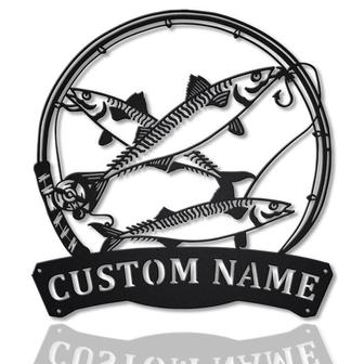 Personalized Mackerel Fishing Fish Pole Metal Sign Art | Custom Mackerel Fishing Monogram Metal Sign | Fishing Gifts | Hobbie Gift - Thegiftio UK