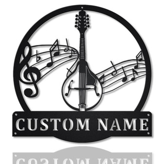 Personalized Mandolin Monogram Metal Sign Art | Custom Mandolin Metal Sign | Mandolin Gifts For Gift | Musical Instrument Gift - Thegiftio UK